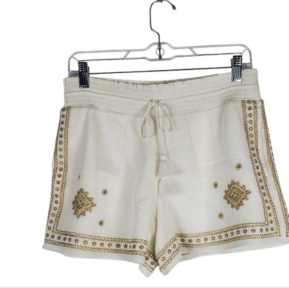J. CREW FACTORY White Embroidered Tassel Shorts Size 4 NWT Boho Resort